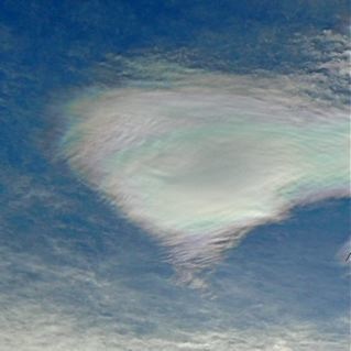 If it is what I think it is, then it is a very rare cloud formation, particularly at the latitude of Sydney.
I have now consulted the Bureau of Metereology and think it must be cloud known as 'Iridescent Cloud'.  Unfortunately it is much less rare.
The Bureau tell me that there was a truly spectacular display at around dawn - but I slept through it!