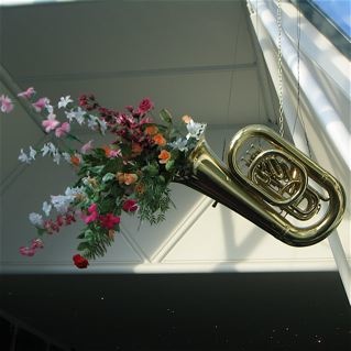 Hanging from the ceiling in the foyer of 'The Stables' where we were entertained by Pam Ayres.