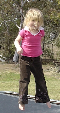 Having fun on the trampoline