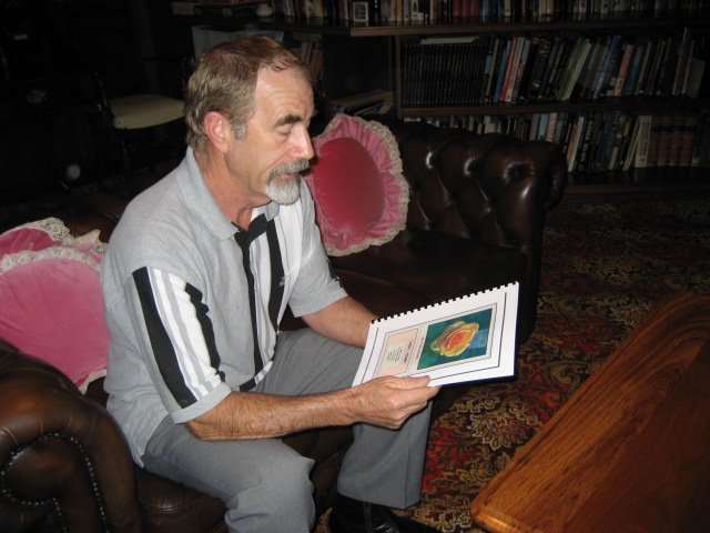 Lynda/Perth husband Peter with the Tribute Manuscript by Rayray