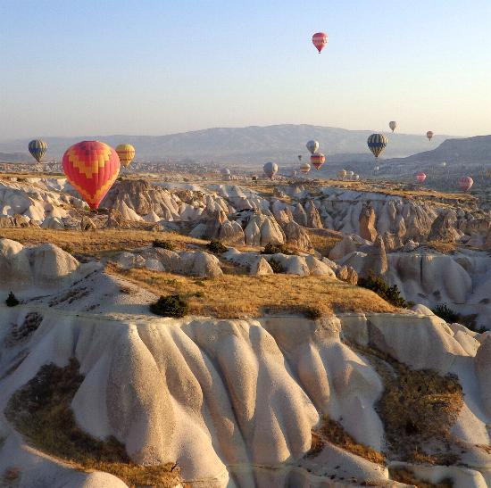 The geological landscape of Cappadocia. There were about 60 balloons up that morning.