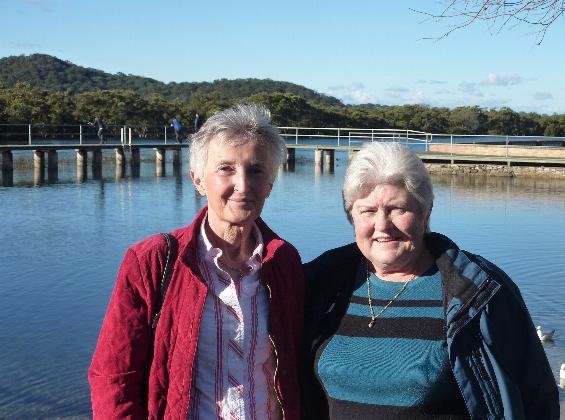 Bev and June at Woy Woy NSW after a nice fish meal. A chilly 16*c but nice and sunny. July 2010