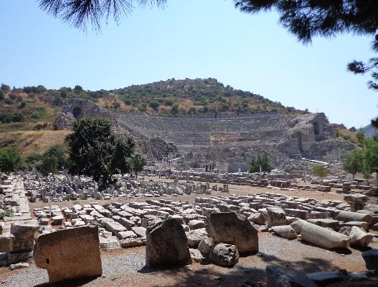 The Great Theatre was first built in the third century BC and later enlarged in the Roman period. It has 25,000 seats.