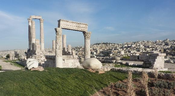 Remains of the Hercules Monument overlooking Amman.