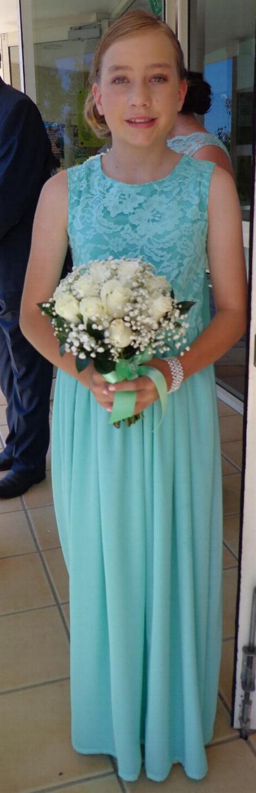 Laura as a bridesmaid at her cousin's wedding