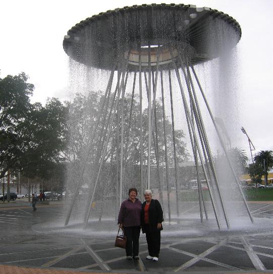 June with Linda/Pioneer beside the Fountain that was part of the flame at Olympic Park