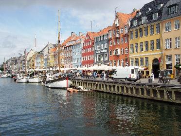 The Old dock area with the old painted buildings