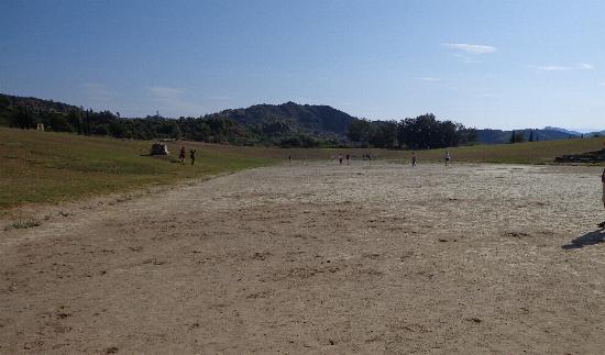 The race track of the ancient Olympic games. This track was constructed about 3rd century BC. The shot put in the 2004 games was held here. In 2004 they had to wear clothes!