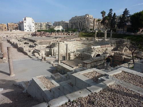 Roman ruins and ampitheatre (3rd century) being excavated.