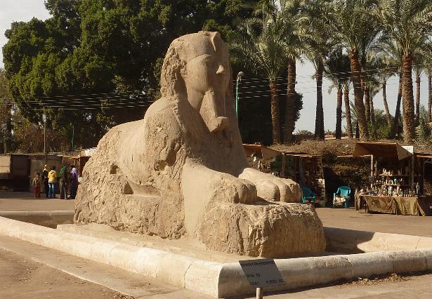 The giant calcite sphinx at Memphis. Memphis was the ancient Capital of Egypt during the old Kingdom