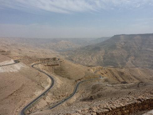 From Amman to Petra.A very winding road with spectacular views.