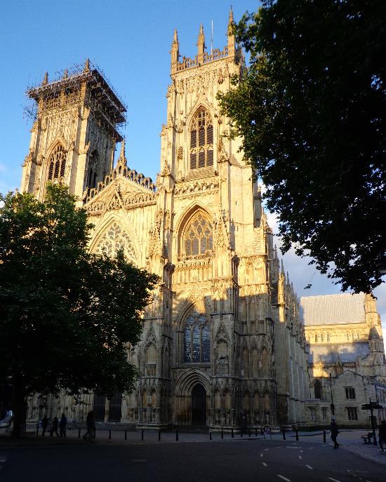 York Minster catching the rays of the setting sun. The largest Gothic cathedral in Europe.