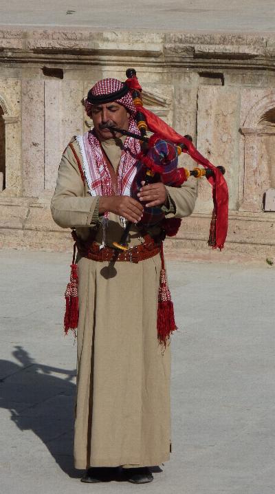 We were entertained with the Jordanian bagpipes in the Roman Ampitheatre