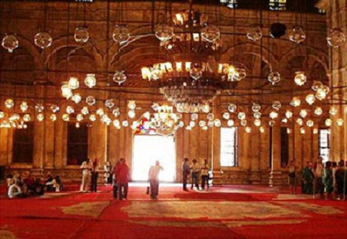 Inside view of Mohamed Ali Mosque in Cairo Egypt.