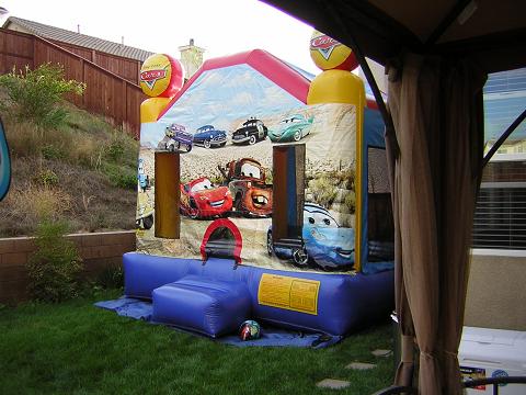 Our backyard looks like a huge park,ready for Kevin's Birthday party.