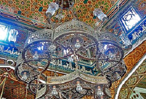 Inside view of El Atarin Mosque's Lighting in Alexandria Egypt.