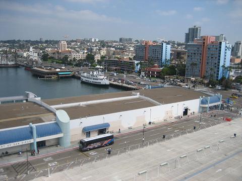 Our Cruise in San Diego Port .View of Port buildings and the City.