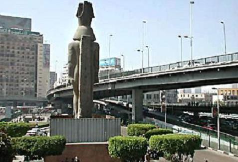 Ramsis Statue stand up in Ramsis Square in Cairo Egypt.