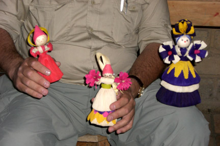 We visited a small village where the women make corn husk dolls. These are the three stages as they progressed over several years.