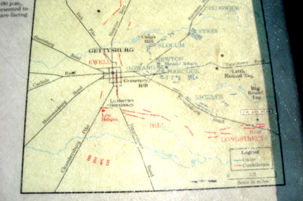 Map, all roads lead to Gettysburg