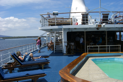 Relaxing aboard the ship.  