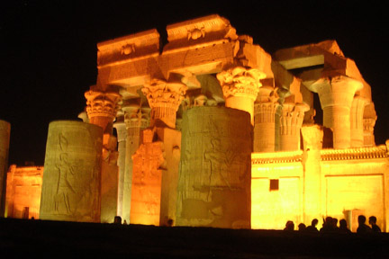 We needed flashlights to walk around this temple at night.