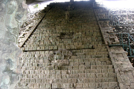 Hieroglyphic stairway. 63 steps each covered with hieroglyphs - Copan