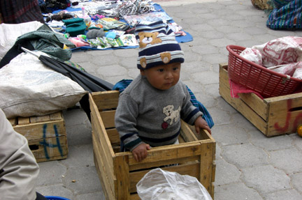 Baby in a box!  No, he wasn't for sale.