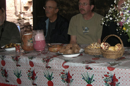 Sampling the food in a "Inca bar"