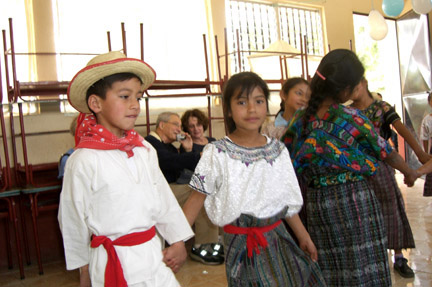 Demonstrating a traditional dance.