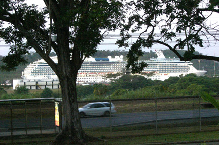 From our hotel. It took quite awhile for it to get through the locks