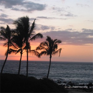 <b>Maui sunset from our condominium in Wailea.</b>