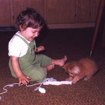 <b>Christine with kitten circa 1971</b>