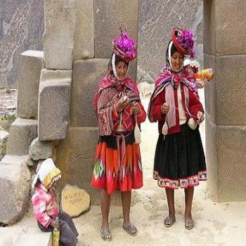 Sing while you spin, Inca ruins, Ollantaytambo, Peru