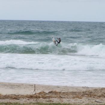 Lonely surfer on a blustery day- Joan