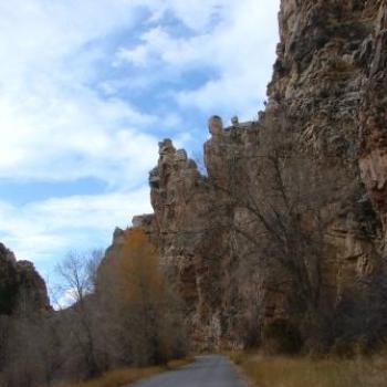 What do you see in rock silhouettes in Sheep Creek Geological Area of Utah in Oct 2009 by Wilodene