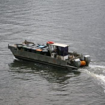 1960  Bar Point garbage truck, er barge, Hawkesbury R, 25th Jan'10, Kate/Sydney