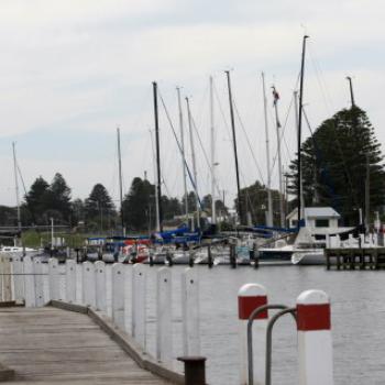 7401 up the mast, Moyne River, Port Fairy, GORd, Vic, 28th Oct'09 Kate/Sydney