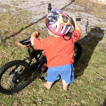 Bailey thinks he can ride Johnathan's bike, Anne Albany