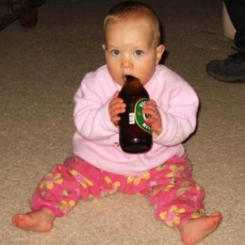 <b>Laura with daddy's drink</b>