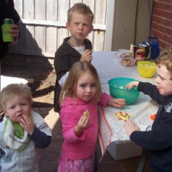 <b>Jack & Lachie with cousins Coby & Kiara all milled around the party food</b>