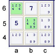 Hidden triples - Sudoku technique