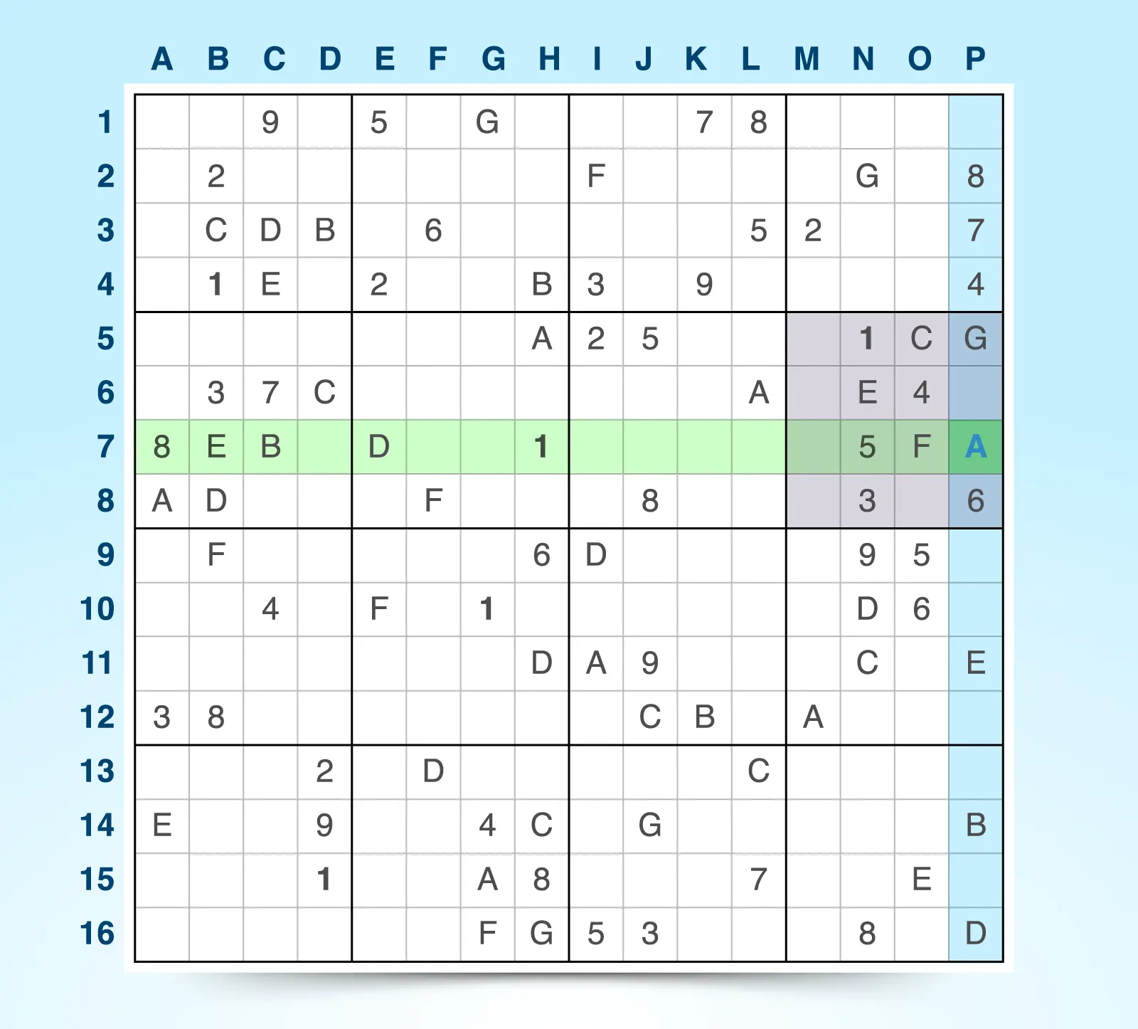 16x16 sudoku grid example