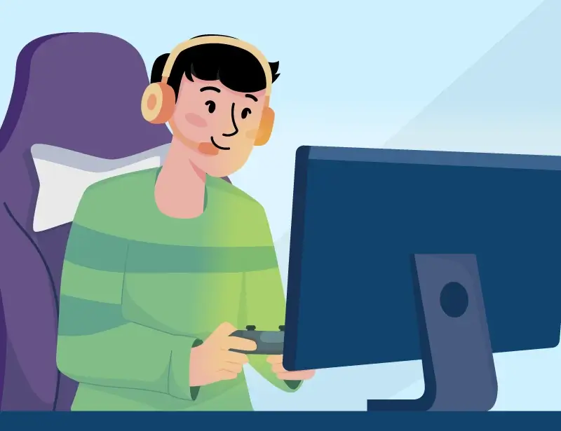 An illustration of a person playing a video game