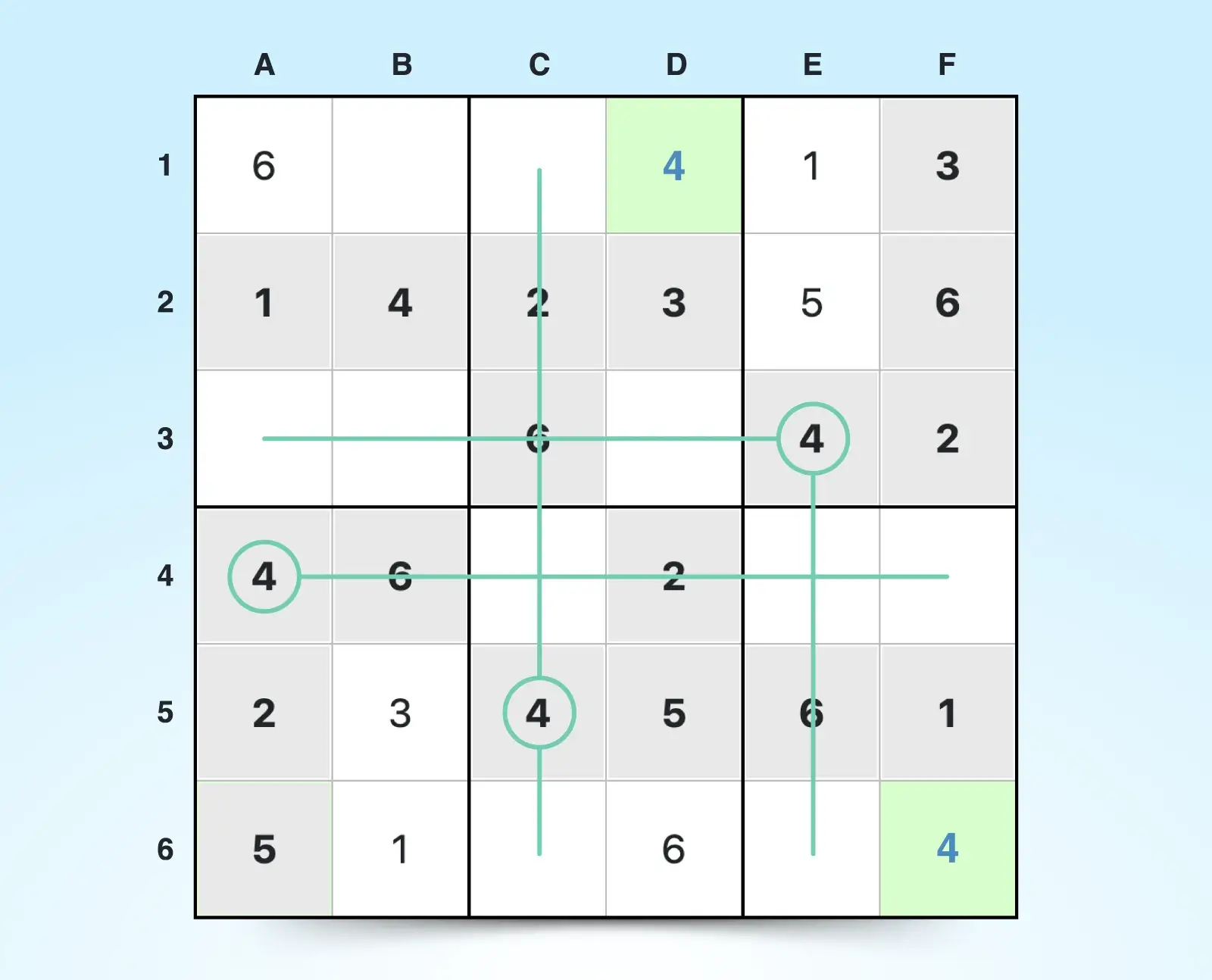 Sudoku crosshatching technique