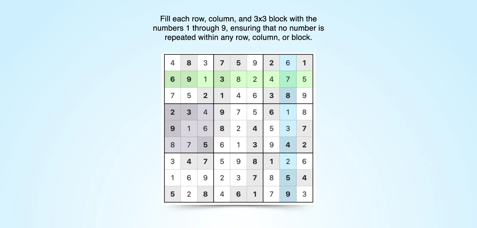 Sudoku grid with rules