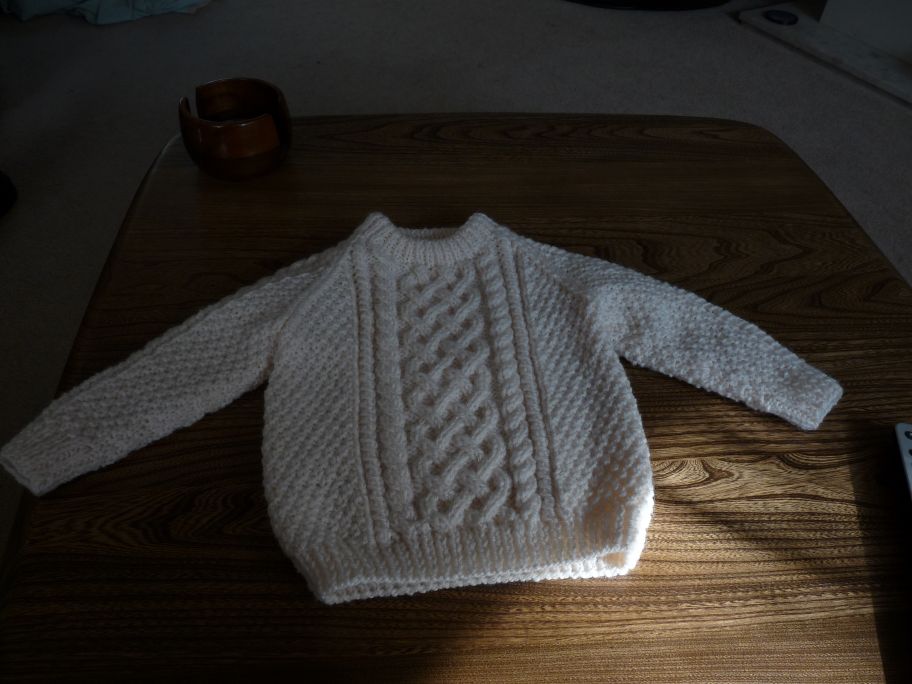 I knitted this in a week.  It is for an 18 month old toddler.