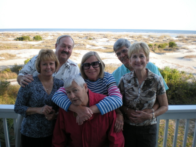 Wanda, Alan, Jaime, Jane, Rob and Kathy on the deck of Rob and Kathy's lovely home.