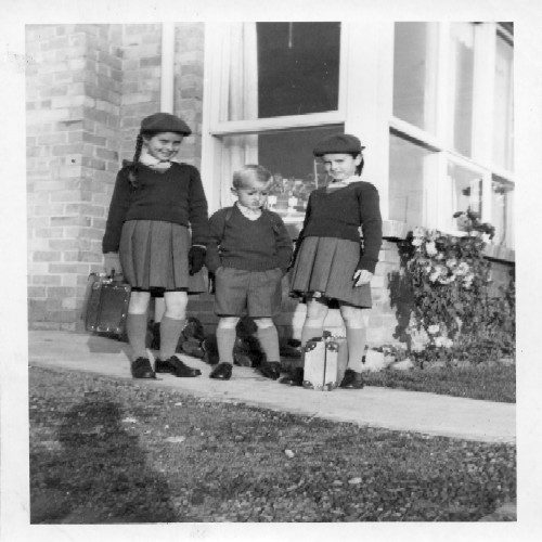 Kate, Keiran and Maureen going to school at Mt Waverley, Victoria.