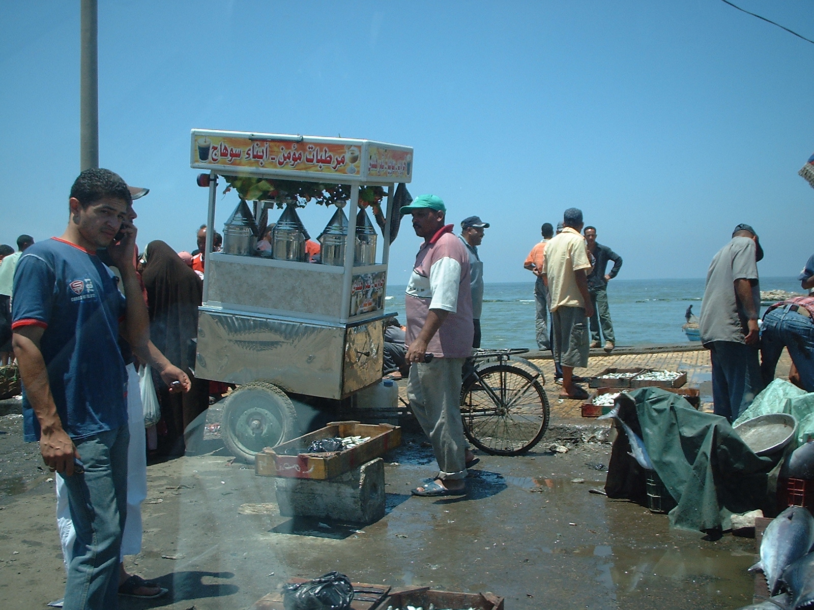 Freshly caught fish is sold here. It wasn't much choice that day -- mostly tuna, mullet, and some sardines.